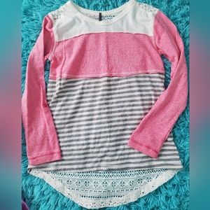 Poof Girl Youth Small Pink Gray Lace